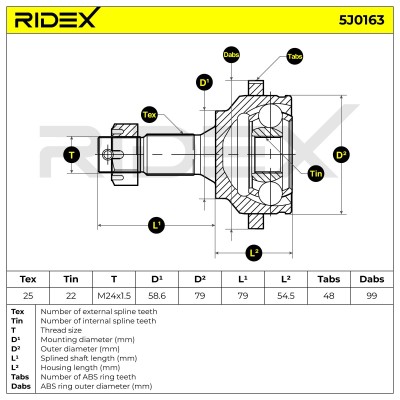 Joint Kit, Drive Shaft RIDEX 5J0163 5J0163 - photo 5