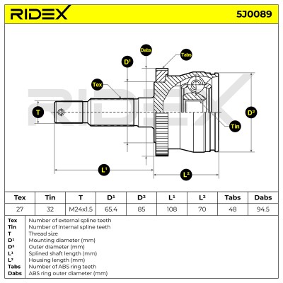 Joint Kit, Drive Shaft RIDEX 5J0089 5J0089 - photo 6