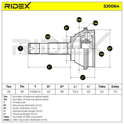 Joint Kit, Drive Shaft RIDEX 5J0064 5J0064 - photo 6