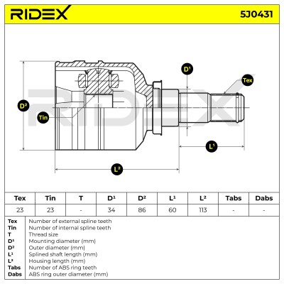 Joint Kit, Drive Shaft RIDEX 5J0431 5J0431 - photo 6