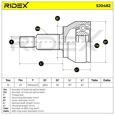 Joint Kit, Drive Shaft RIDEX 5J0482 5J0482 - photo 6