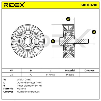 Belt Tensioner V-Ribbed Belt RIDEX 310T0490 310T0490 - photo 6