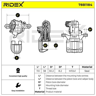Brake Caliper RIDEX 78B1184 78B1184 - photo 5
