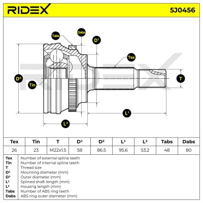 Joint Kit, Drive Shaft RIDEX 5J0456 5J0456 - photo 5