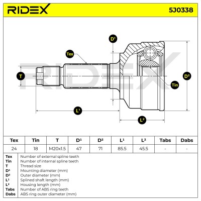 Joint Kit, Drive Shaft RIDEX 5J0338 5J0338 - photo 5