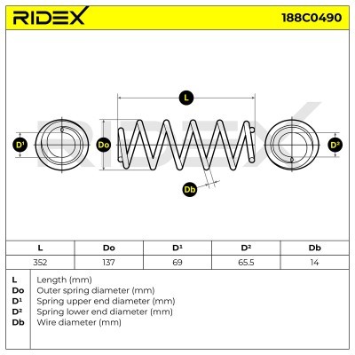 Suspension Spring RIDEX 188C0490 188C0490 - photo 3