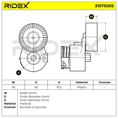 Belt Tensioner V-Ribbed Belt RIDEX 310T0205 310T0205 - photo 6