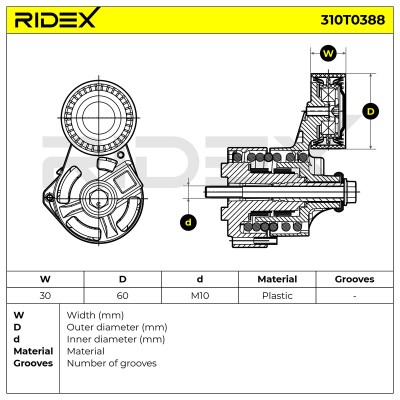 Belt Tensioner V-Ribbed Belt RIDEX 310T0388 310T0388 - photo 6