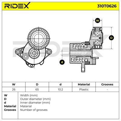 Belt Tensioner V-Ribbed Belt RIDEX 310T0626 310T0626 - photo 6