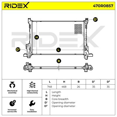 Radiator, Engine Cooling RIDEX 470R0857 470R0857 - photo 7