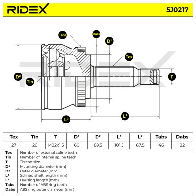 Joint Kit, Drive Shaft RIDEX 5J0217 5J0217 - photo 8