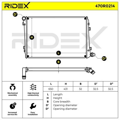 Radiator, Engine Cooling RIDEX 470R0214 470R0214 - photo 7