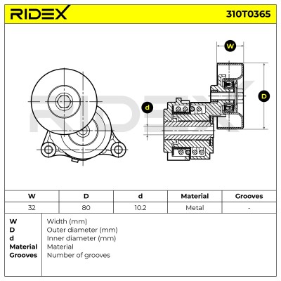 Belt Tensioner V-Ribbed Belt RIDEX 310T0365 310T0365 - photo 6