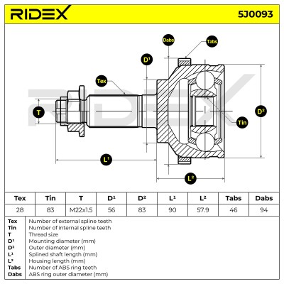 Joint Kit, Drive Shaft RIDEX 5J0093 5J0093 - photo 4