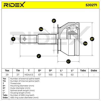 Joint Kit, Drive Shaft RIDEX 5J0271 5J0271 - photo 5