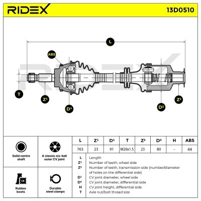 Drive Shaft RIDEX 13D0510 13D0510 - photo 7