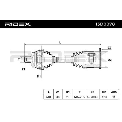 Drive Shaft RIDEX 13D0078 13D0078 - photo 6