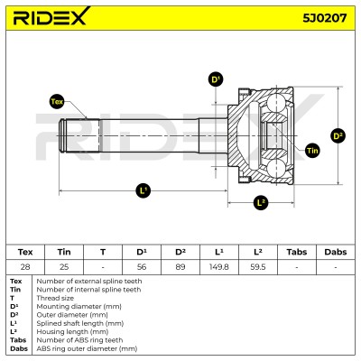 Joint Kit, Drive Shaft RIDEX 5J0207 5J0207 - photo 5
