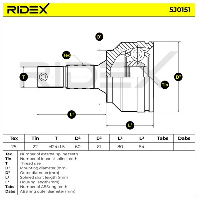 Joint Kit, Drive Shaft RIDEX 5J0151 5J0151 - photo 7