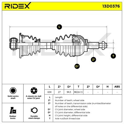 Drive Shaft RIDEX 13D0376 13D0376 - photo 5