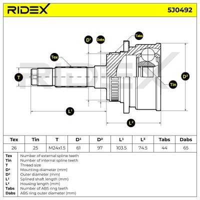 Joint Kit, Drive Shaft RIDEX 5J0492 5J0492 - photo 5
