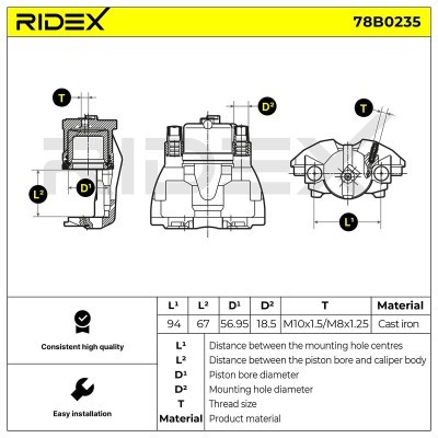 Brake Caliper RIDEX 78B0235 78B0235 - photo 6