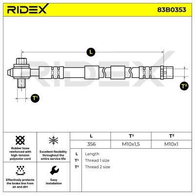 Brake Hose RIDEX 83B0353 83B0353 - photo 3