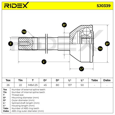 Joint Kit, Drive Shaft RIDEX 5J0339 5J0339 - photo 5