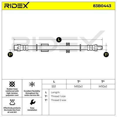 Brake Hose RIDEX 83B0443 83B0443 - photo 6