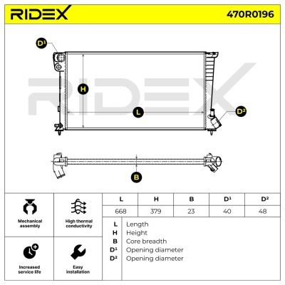 Radiator, Engine Cooling RIDEX 470R0196 470R0196 - photo 6