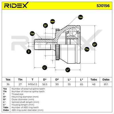 Joint Kit, Drive Shaft RIDEX 5J0156 5J0156 - photo 7