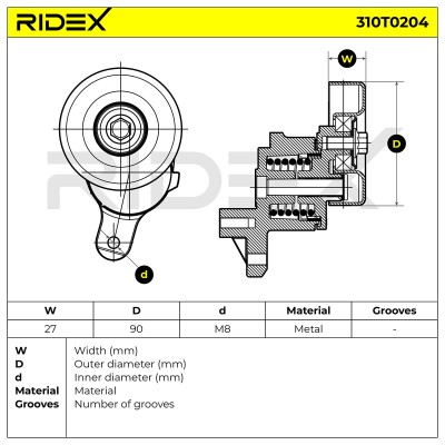 Belt Tensioner V-Ribbed Belt RIDEX 310T0204 310T0204 - photo 6