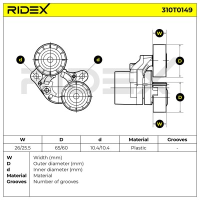 Belt Tensioner V-Ribbed Belt RIDEX 310T0149 310T0149 - photo 6