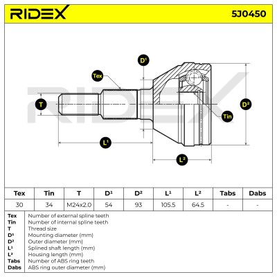 Joint Kit, Drive Shaft RIDEX 5J0450 5J0450 - photo 5