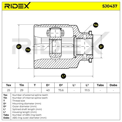 Joint Kit, Drive Shaft RIDEX 5J0437 5J0437 - photo 6