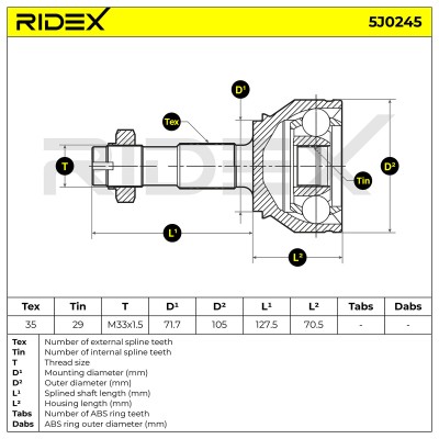 Joint Kit, Drive Shaft RIDEX 5J0245 5J0245 - photo 7