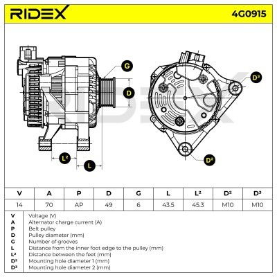 Alternator RIDEX 4G0915 4G0915 - photo 5