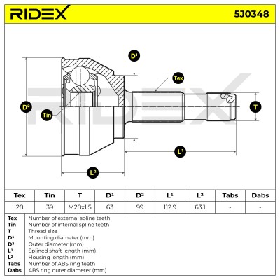 Joint Kit, Drive Shaft RIDEX 5J0348 5J0348 - photo 5