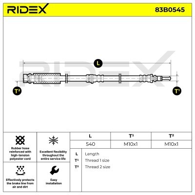 Brake Hose RIDEX 83B0545 83B0545 - photo 6