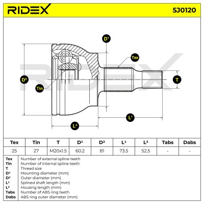 Joint Kit, Drive Shaft RIDEX 5J0120 5J0120 - photo 7