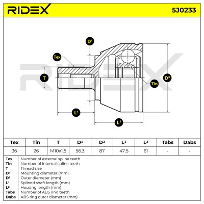 Joint Kit, Drive Shaft RIDEX 5J0233 5J0233 - photo 9