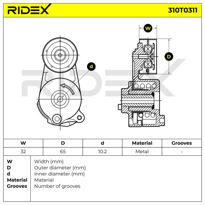 Belt Tensioner V-Ribbed Belt RIDEX 310T0311 310T0311 - photo 6