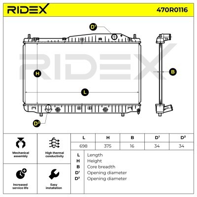 Radiator, Engine Cooling RIDEX 470R0116 470R0116 - photo 4