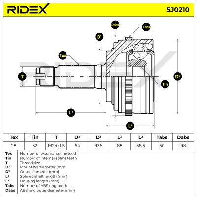 Joint Kit, Drive Shaft RIDEX 5J0210 5J0210 - photo 6