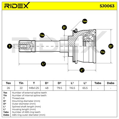 Joint Kit, Drive Shaft RIDEX 5J0063 5J0063 - photo 6
