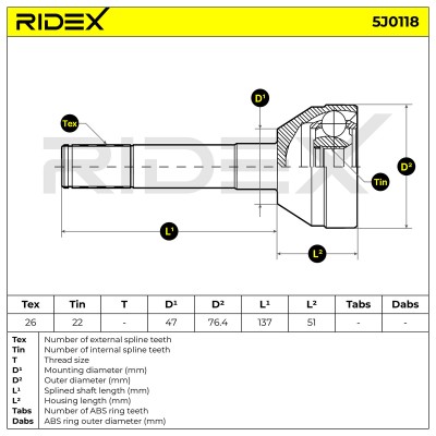 Joint Kit, Drive Shaft RIDEX 5J0118 5J0118 - photo 4