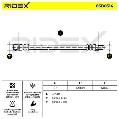 Brake Hose RIDEX 83B0314 83B0314 - photo 2