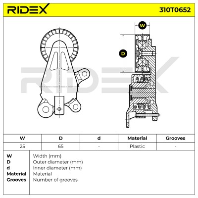 Belt Tensioner V-Ribbed Belt RIDEX 310T0652 310T0652 - photo 6