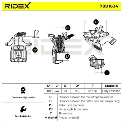 Brake Caliper RIDEX 78B1634 78B1634 - photo 7