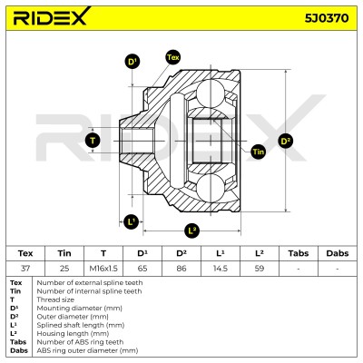 Joint Kit, Drive Shaft RIDEX 5J0370 5J0370 - photo 6